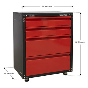 American PRO Modular Cabinet with Worktop 4 Drawer 665mm APMS84 5