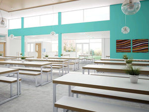 Block Steel White Canteen Table And Benches