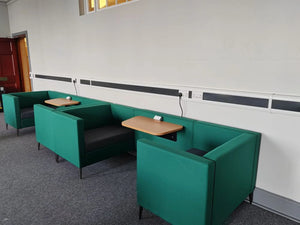 Bruce Modular Seating 2 Seat Low Sofa Den in Emerald Green Finish with Table