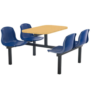 Canteen Cu20 Polypropylene Seating With Table Beech Finish Top Blue Seat Colour