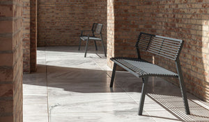 Coro Metal Outdoor Bench in Outdoor Setting