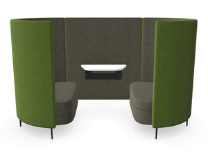 Delia 2 Seater Meeting Den With Table With Grey Interior And Green Exterior And Two Seats