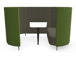 Delia 4 Seater Meeting Den With Table With Grey Interior And Green Exterior And One Seat
