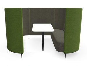 Delia 6 Seater Meeting Den With Table With Grey Interior And Green Exterior