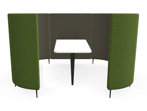 Delia 6 Seater Meeting Den With Table With Grey Interior And Green Exterior And One Seat