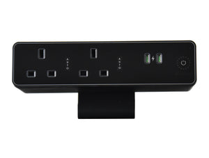 Eclipse Glass fronted with 2no UK Sockets Resetable Fuse Black