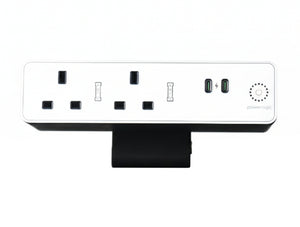 Eclipse Glass fronted with 2no UK Sockets Resetable Fuse White