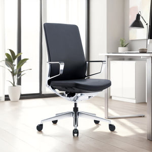 Executive Conference Chair with Polished Aluminium Frame in Modern Office Setting 2