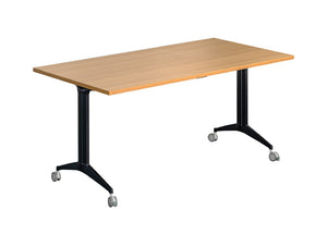 Fliptop 1200mm Training Table with Locking Castors Beech and Black