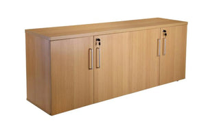 Four door Credenza complete with two shelves in Light Oak