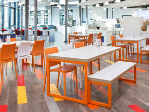Frovi Block Steel Colour Canteen Table With White Finish And Orange Frame