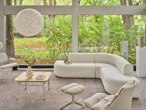 Grace Coffee Table with Modular Sofa and Lounge Chair in Living Room Setting