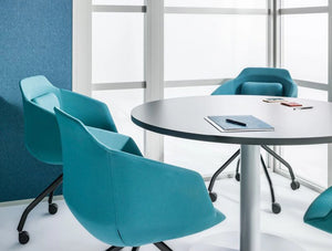 Hako Multi Seater Acoustic Meeting Pod Inside View with Seats and Single Table
