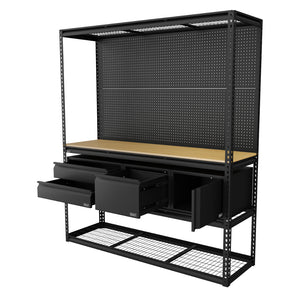 Heavy-Duty Modular Workbench and Racking Kit with 3 Storage Units APMWBCOMBO1 2