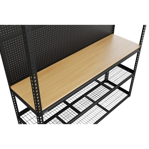 Heavy-Duty Modular Workbench with Racking and Pegboard 1820mm 300kg Capacity Per Level APMWB1 6