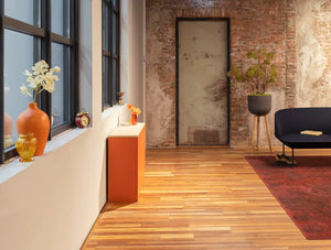 Homefit Smart Cabinet With Height Adjustable Worktop And Storage Shelf In White And Orange In Situ Stored