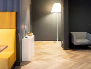 Homefit Smart Cabinet With Height Adjustable Worktop And Storage Shelf In White In Situ Stored