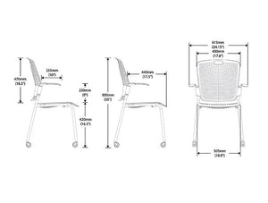 Humanscale Cinto Stackable Chair With Floating Backrest Technology 8 Dimensions