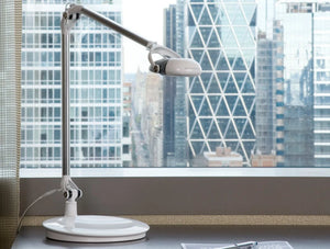 Humanscale Ergonomic And Dimmable Element 790 Desk Light 8 In White On Table