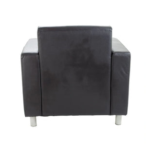 Iceberg Leather Faced Armchair in Metal Feet Black 5