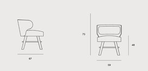 K2 Wooden Upholstered Lounge Chair Dimensions