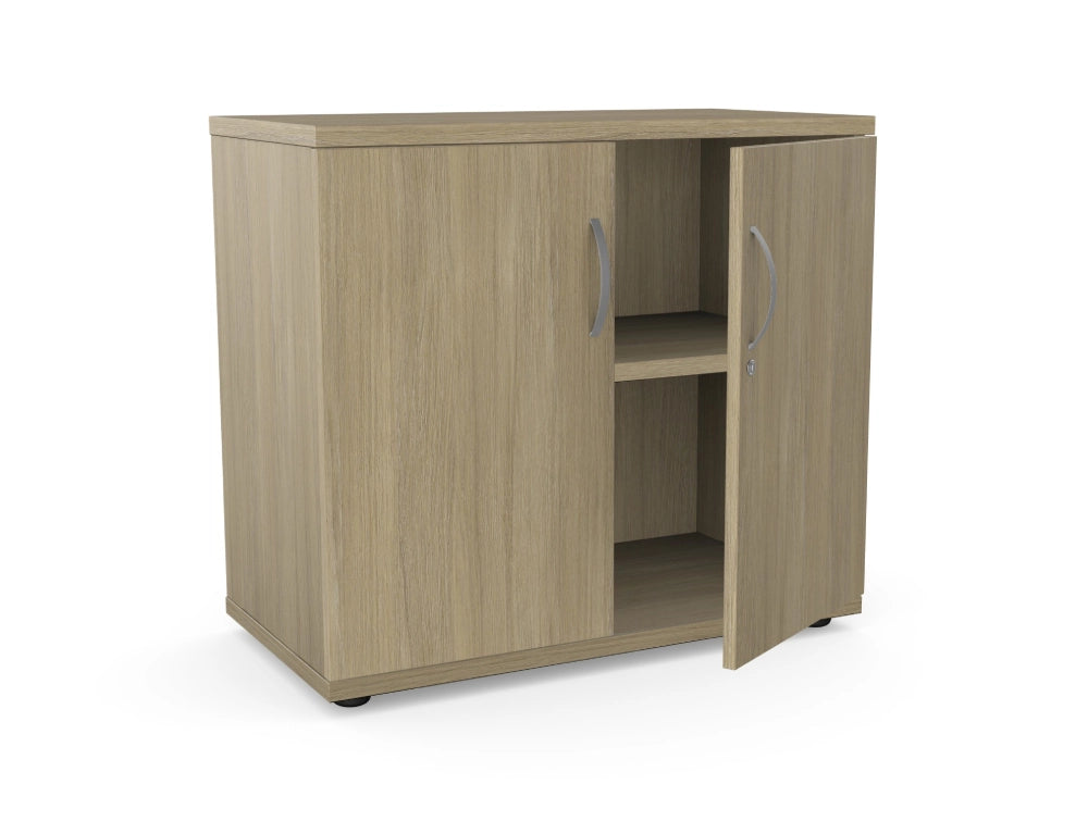 Kito Cupboard With Lockable Doors And Adjustable Shelves In Light Oak Finish