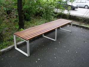 Leman Wooden Backless Outdoor Bench in Outdoor Setting