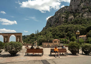 Leman Wooden Bench with Backrest in an Open Area