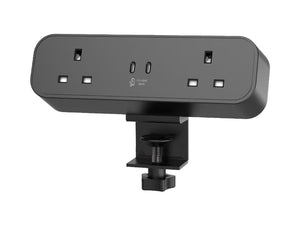 Malmo with 2no UK Sockets with Resetable Fuse 65W Dual USB C Black