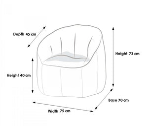 Moodlii Simone Upholstered Fabric Armchair Dimensions