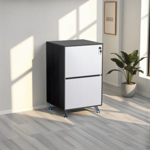 Nero 2 Drawer Filing Cabinet with Indoor Planter in Modern Office Setting