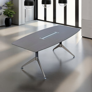 Nero Executive Boardroom Table with Integrated Cable Management in Modern Office Seating