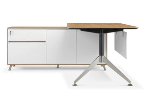 Nero Executive Desk in American Black Walnut with Credenza Unit Left 2