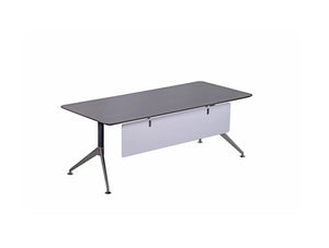 Nero Executive Desk in Walnut Finish with White Modesty Panel