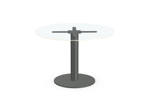 Nexis Cylinder Base Round Coffee Table Glass Top