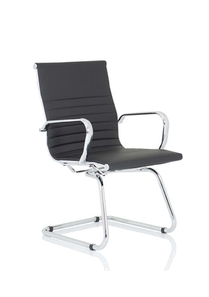 Nola Black Leather Cantilever Visitor Chair With Arms OP000224 2