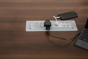 One Touch with 2no UK Fused Sockets White Attached in the Table 2