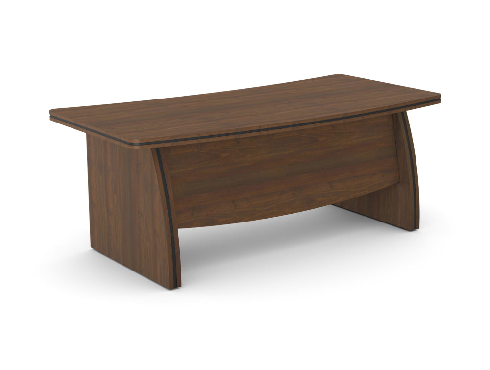 Oskar Bow Shaped Wooden Executive Desk in American Walnut Finish