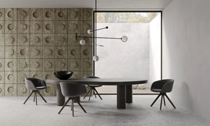 Paxt Tub Chair with Wooden Legs in Grey Finish with Grey Table 2