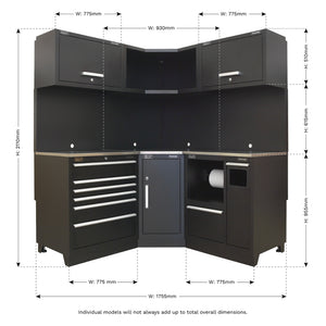 Premier Corner Storage System with Stainless Worktop 1.71m APMSCOMBO6SS 10