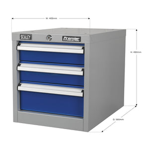 Premier Industrial Triple Drawer Unit for API Series Workbenches API16 7