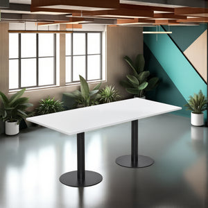 Rectangular White Top Dining Conference Table with Indoor Plants in Modern Meeting Room Setting 2