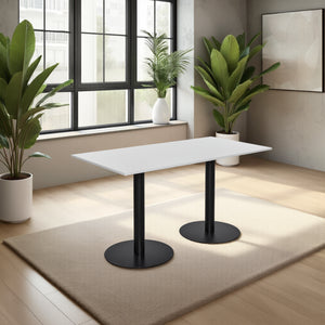 Rectangular White Top Poseur Table in Breakout Setting