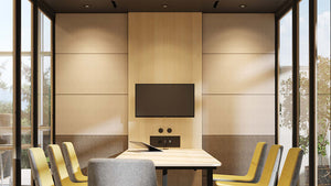 Silent Room XL Meeting Pod with Wooden Top Multimedia Table and Two Toned Finish Chair