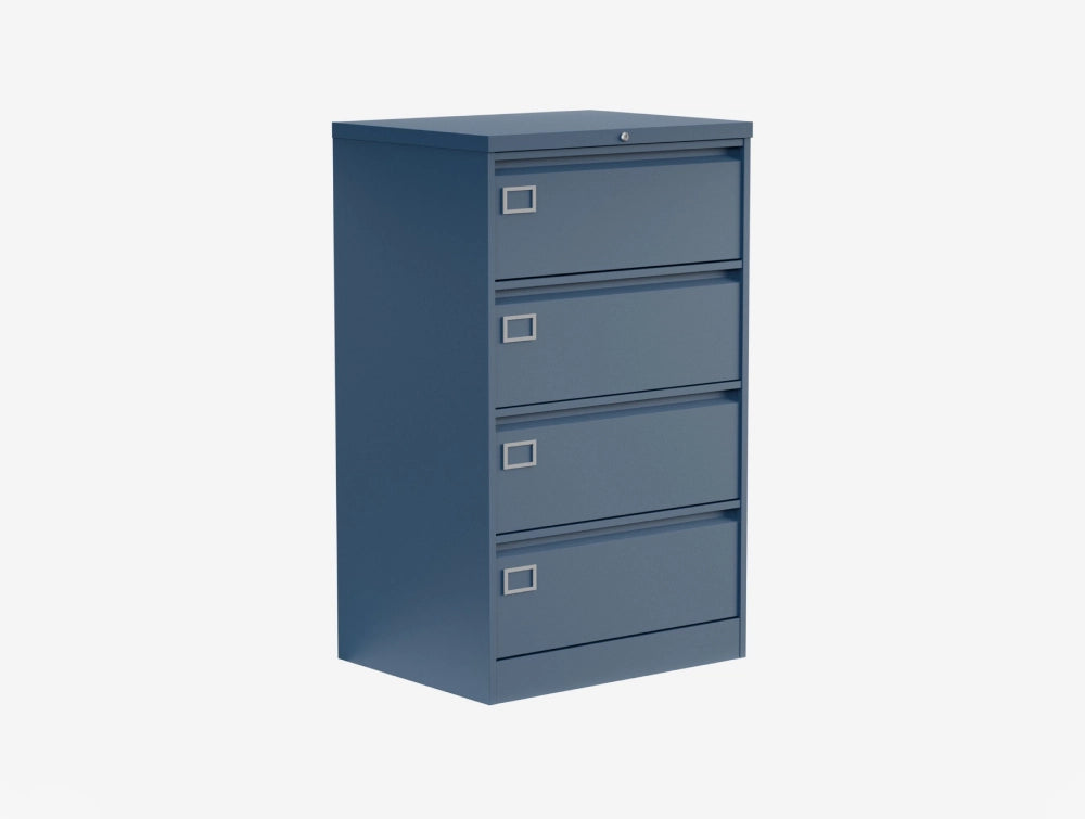 Silverline Kontrax Four Drawer Metal Side Filing Cabinet In Blue Finish