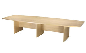 Slab Ended Boardroom Conference Table with 3600mm Light Oak