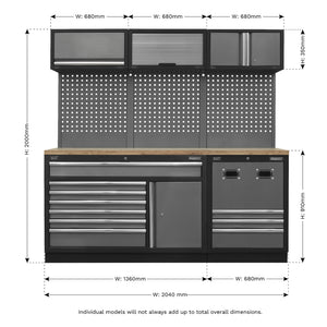 Superline PRO Modular Storage System Combo with Pressed Wood Worktop APMSSTACK14W 11