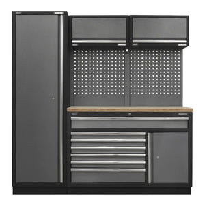 Superline PRO Storage System with Pressed Wood Worktop 1.96m