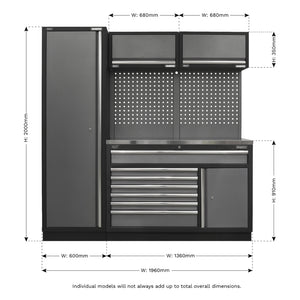 Superline PRO Storage System with Stainless Steel Worktop 1.96m APMSSTACK09SS 9