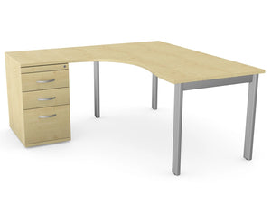 Switch 1 Person Crescent Desk Desk High Pedestal Open Leg